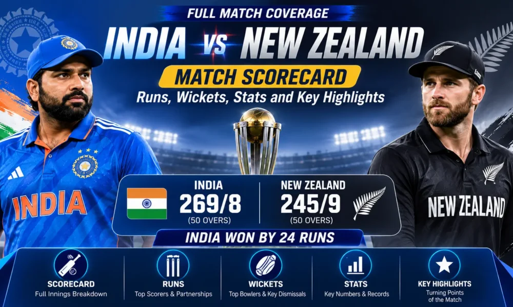 India vs New Zealand Match Scorecard Runs, Wickets, Stats and Key Highlights