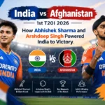 India vs Afghanistan 1st T20I 2026 How Abhishek Sharma and Arshdeep Singh Powered India to Victory.